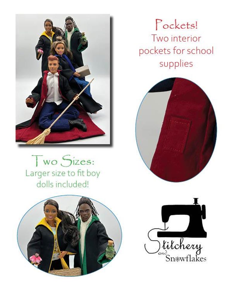 Sorcery School Uniform Doll Clothes Pattern for 11-12