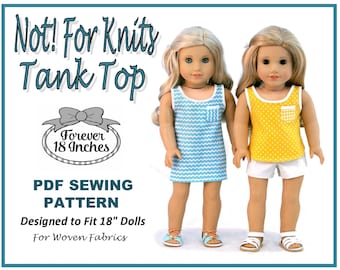 NOT! For Knits Tank Top 18 inch Doll Clothes Pattern Fits Dolls such as American Girl® - Forever 18 Inches - PDF - Pixie Faire