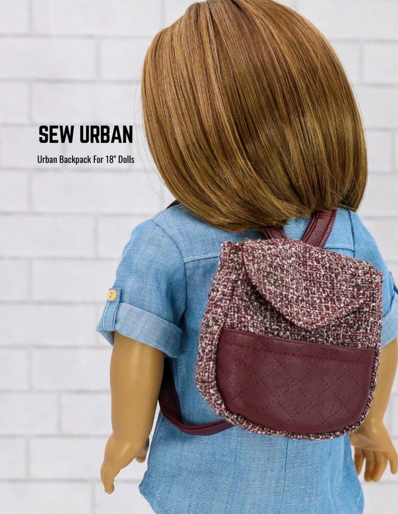 Patrón de accesorio de ropa para muñecas de 18 pulgadas con mochila urbana que se adapta a las muñecas más populares de 18 pulgadas - Sew Urban - PDF - Pixie Faire imagen 5