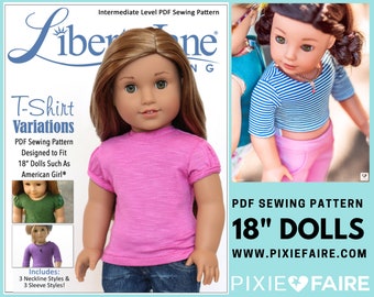 T-Shirt Variations 18 inch Doll Clothes Pattern Fits Dolls such as American Girl® - Liberty Jane - PDF - Pixie Faire