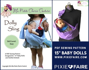 Puppentragetuch 15 Zoll Puppenzubehör Schnittmuster passend für Babypuppen wie Bitty Baby® oder Bitty Twins® - Ma Petite Cherie Couture -PDF- Pixie Faire