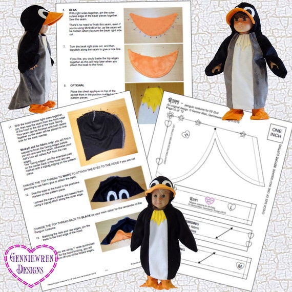 ハッピーペンギンコスチューム 18 インチ人形用服型紙 人気の 18