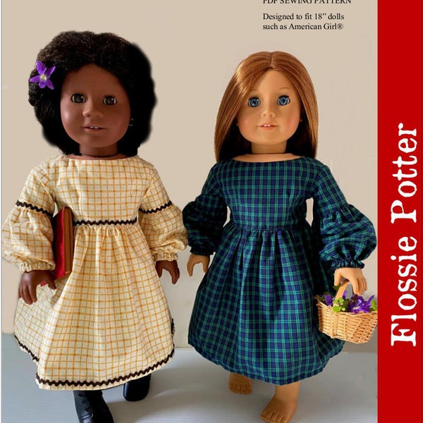 1800s Simple Stitches Dress 18 inch Doll Clothes Pattern Fits Dolls such as American Girl® - Flossie Potter - PDF - Pixie Faire