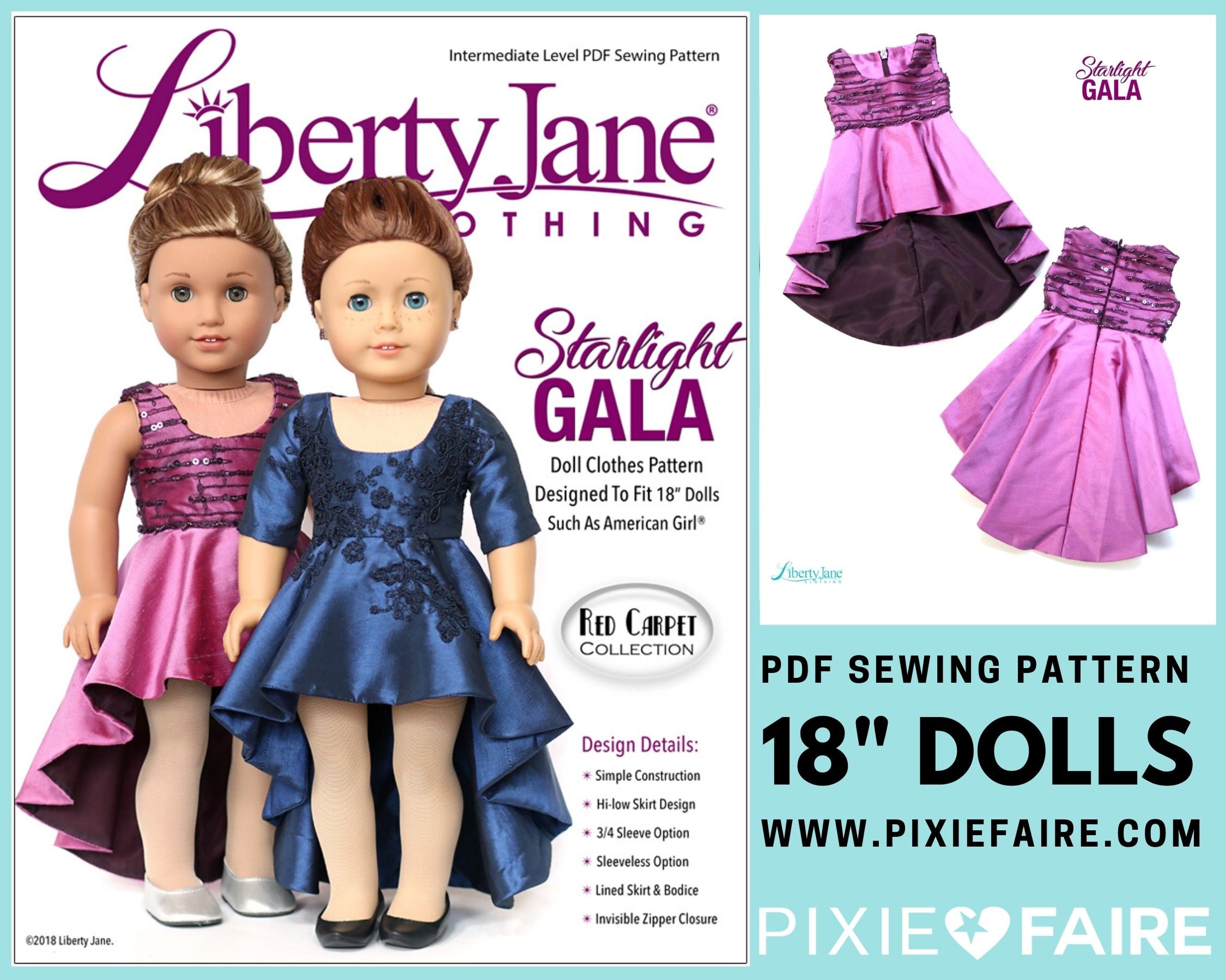 Starlight Gala 18 Inch Doll Clothes Pattern Fits Dolls Such as - Etsy