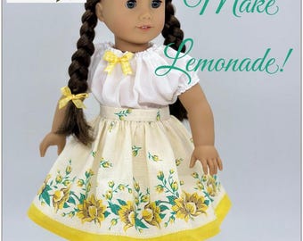 Let's Make Lemonade! 18" Doll Clothes Pattern Designed to Fit Popular 18" Dolls - Eighteen Cotton Lane - PDF - Pixie Faire