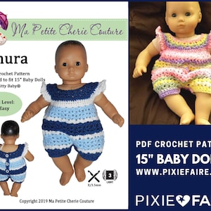 Uhura 15 inch Doll Clothes Crochet Pattern Fits Baby Dolls such as Bitty Baby®, Bitty Twins® - Ma Petite Cherie Couture - PDF - Pixie Faire
