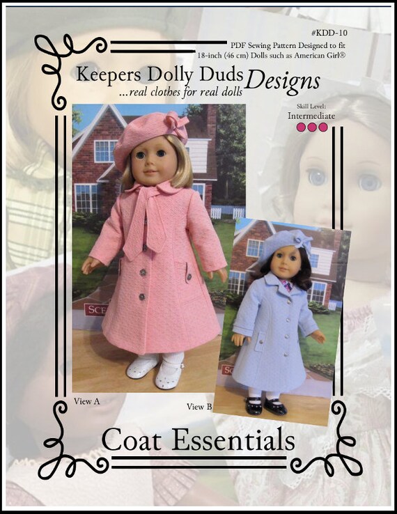 Coat Essentials 18 Inch Doll Clothes Pattern Designed to Fit Dolls