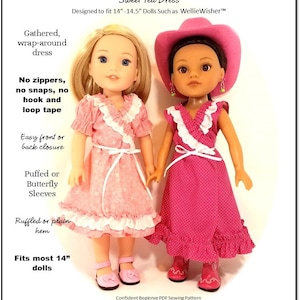 Sweet Tea Dress 14.5 inch Doll Clothes Pattern Fits Dolls Such as WellieWishers™ - Frog Princess Fashions - PDF - Pixie Faire