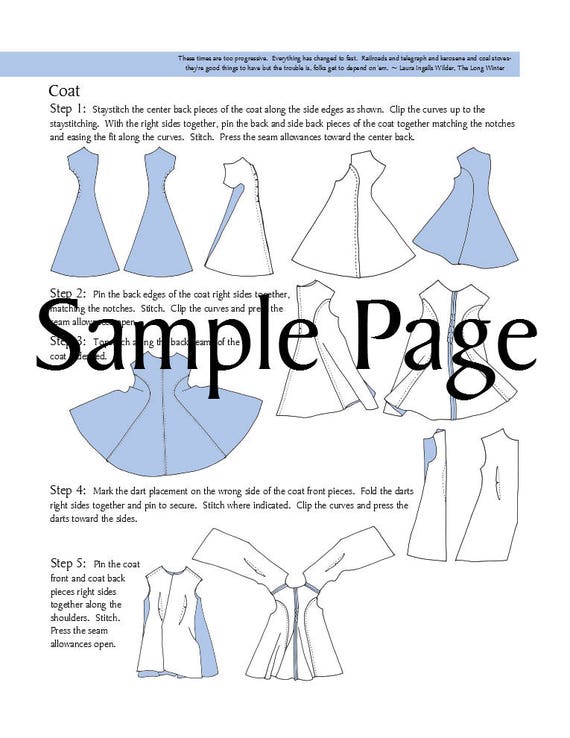 18th Century Shirt 18 Inch Doll Clothes Pattern Fits Dolls Such as