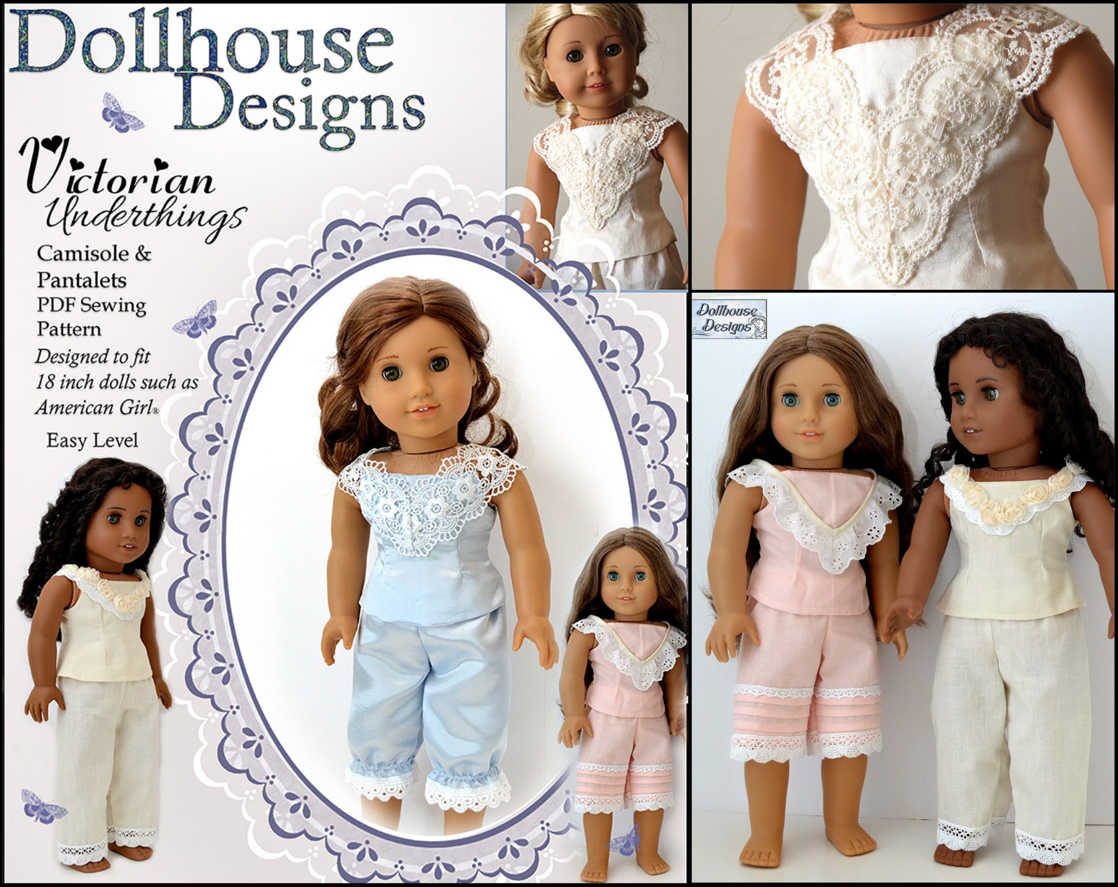 Victorian Underthings 18 Inch Doll Clothes Pattern Fits Dolls Such as  American Girl® Dollhouse Designs PDF Pixie Faire 