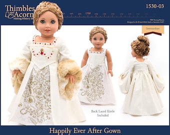 Happily Ever After Gown 18 inch Doll Clothes Pattern Fits Popular 18" Dolls - Thimbles and Acorns - PDF - Pixie Faire