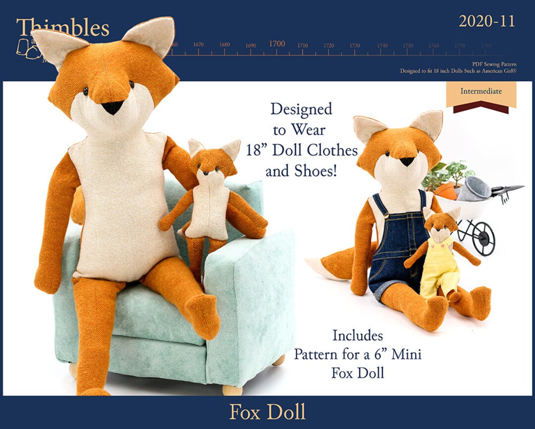 Fox Doll 18 Cloth Doll Pattern Thimbles and Acorns Etsy