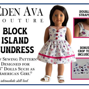 Mönster för Block Island Sundress 18-tums dockkläder, passar populära 18-tums dockor - Eden Ava Couture - PDF - Pixie Faire