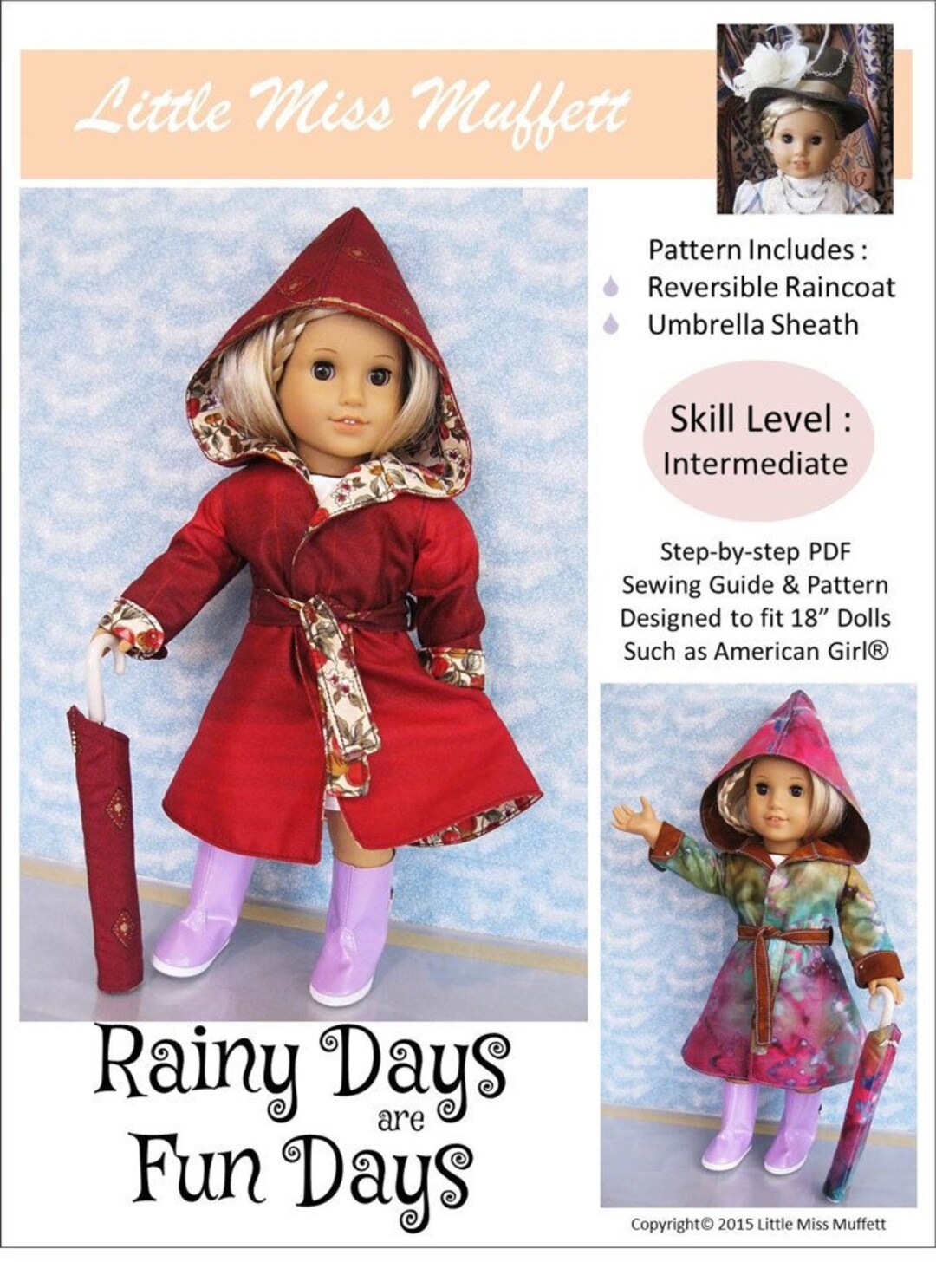Rainy Days Are Fun Days Reversible Raincoat 18 Inch Doll Clothes