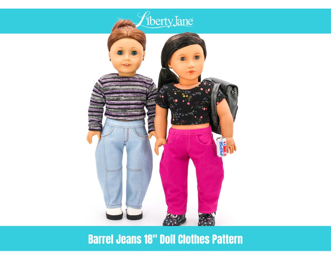 Barrel Jeans 18 Inch Doll Clothes Pattern Fits Popular 18