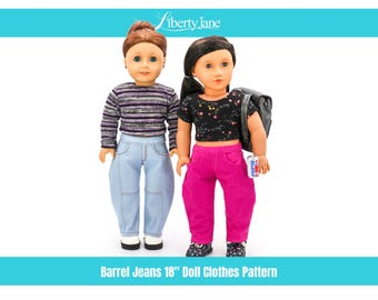 バレル ジーンズ 18 インチ ドール用洋服パターン 人気の 18 インチ ドールに適合 - リバティ ジェーン - PDF - Pixie Faire
