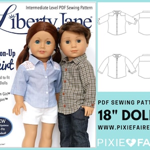 Camicia con bottoni Modello per vestiti per bambole da 18 pollici Adatto alle bambole più popolari da 18 pollici - Liberty Jane - PDF - Pixie Faire