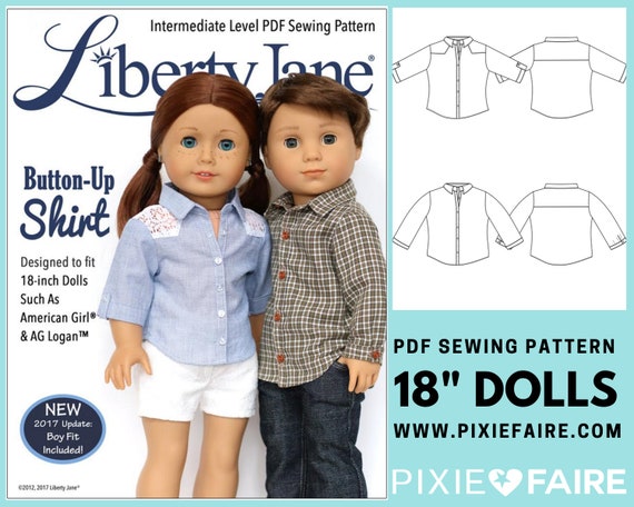 How to sew American Girl or 18 Doll Crop Top Shirt - FREE Pattern 