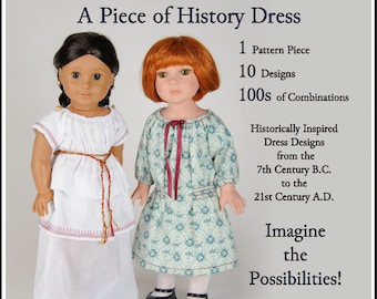 A Piece Of History Dress 18 inch Doll Clothes Pattern Fits Popular 18" Dolls - Thimbles and Acorns - PDF - Pixie Faire