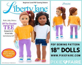 Off the Shoulder Tee 18 inch Doll Clothes Pattern Fits Dolls such as American Girl® - Liberty Jane - PDF - Pixie Faire