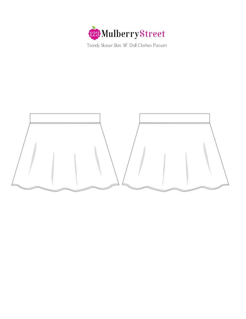 Trendy Skater Skirt 18 inch Doll Clothes Pattern Fits Dolls | Etsy