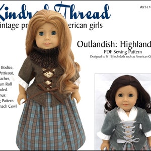 Outlandish: Highland Lass 18 inch Doll Clothes Pattern Designed to Fit Dolls such as American Girl® - Kindred Thread - PDF - Pixie Faire