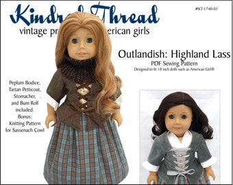 Outlandish: Highland Lass 18 inch Doll Clothes Pattern Designed to Fit Dolls such as American Girl® - Kindred Thread - PDF - Pixie Faire