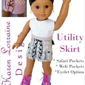 Utility Skirt 18 inch Doll Clothes Pattern Designed to Fit Popular 18" Dolls - Karen Lorraine Design - PDF - Pixie Faire