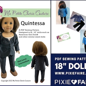 Quintessa 18 inch Doll Clothes Pattern Fits Popular 18" Dolls - Ma Petite Cherie Couture - PDF - Pixie Faire