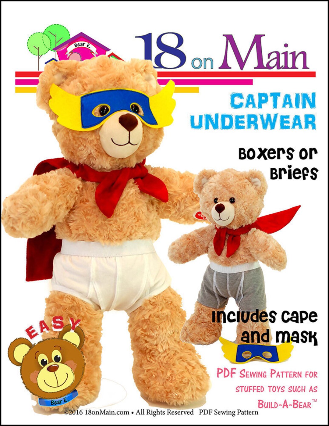 Captain Underwear BAB Doll Clothes Pattern Designed to Fit Build-a