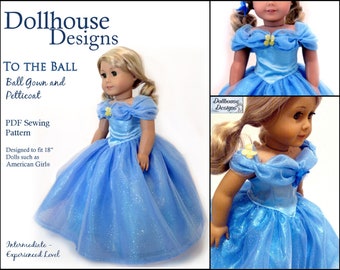 To The Ball Gown and Petticoat 18 inch Doll Clothes Pattern Fits Dolls such as American Girl® - Dollhouse Designs - PDF - Pixie Faire