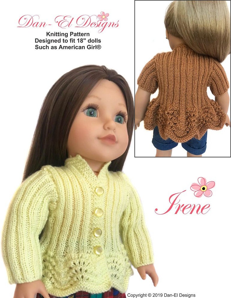 Irene Sweater 18 Inch Doll Clothes Knitting Pattern Fits Dolls - Etsy