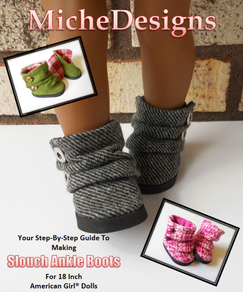 Slouch Ankle Boots 18 inch Doll Clothes Shoe Pattern Fits Dolls such as American Girl® Miche Designs PDF Pixie Faire image 1