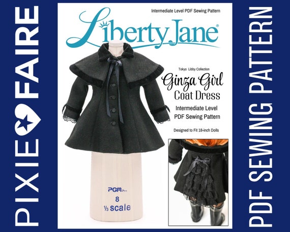 Ginza Girl Coat and Capelet 18 Inch Doll Clothes Pattern Fits