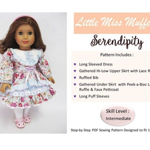 Serendipity 18 inch Doll Clothes Pattern Fits Dolls such as American Girl® - Little Miss Muffett - PDF - Pixie Faire