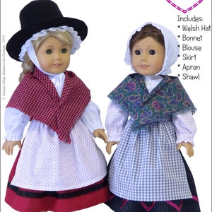 Modern Welsh Costume 18 inch Doll Clothes Pattern Fits Popular 18&quot; Dolls - Genniewren Designs - PDF - Pixie Faire
