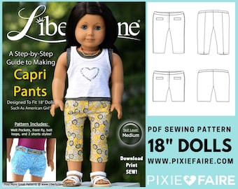 Capri Pants and Shorts Bundle 18 inch Doll Clothes Pattern Fits Popular 18" Dolls - Liberty Jane - PDF - Pixie Faire