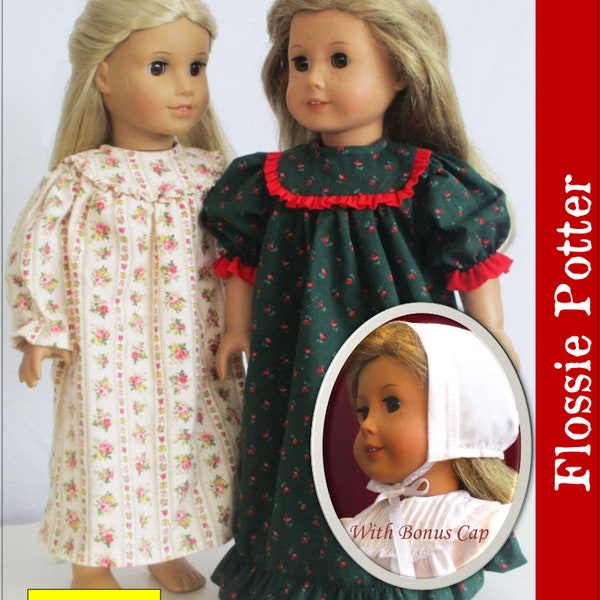 Old Fashioned Nightgown 18 inch Doll Clothes Pattern Fits Dolls such as American Girl® - Flossie Potter - PDF - Pixie Faire