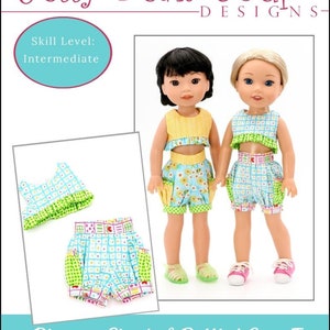 Bloomer Shorts & Ruffled Crop Top 14.5&quot; Doll Clothes Pattern Instant Download - Jelly Bean Soup Designs -PDF- Pixie Faire
