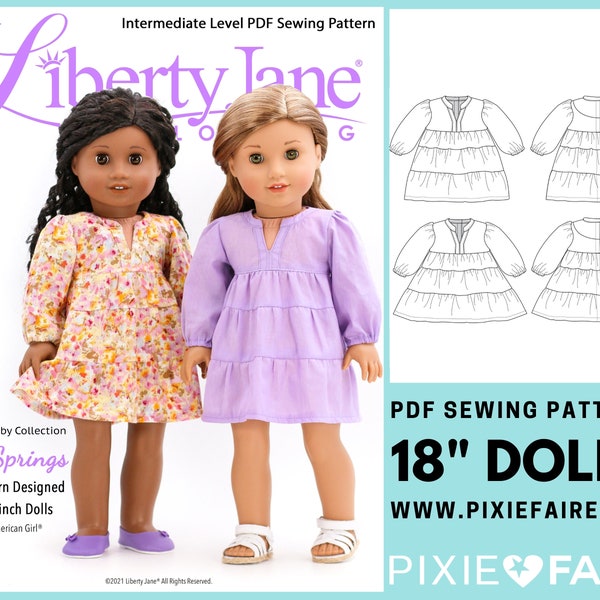 Alice Springs Dress 18 pouces Doll Clothes Pattern Fits Dolls such as American Girl® - Liberty Jane - PDF - Pixie Faire