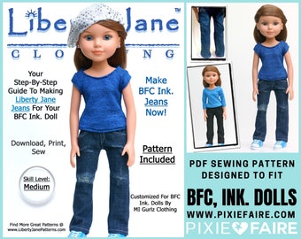 Liberty Jane Jeans 18 inch Doll Clothes Pattern Fits SLIM 18” BFC, Ink. Dolls - Liberty Jane - PDF - Pixie Faire