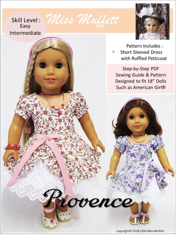 Pixie Faire Little Miss Muffett Provence Doll Clothes Pattern For 18 Inch American Girl Dolls Pdf
