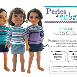 秋のハイキング - プロムナード アン オートムヌ 14-15 インチの人形服編みパターン - Perles & Rubans - PDF - Pixie Faire