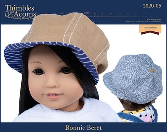 Bonnie Beret 18 inch Doll Clothes Hat Pattern Fits Popular 18" Dolls - Thimbles and Acorns - PDF - Pixie Faire
