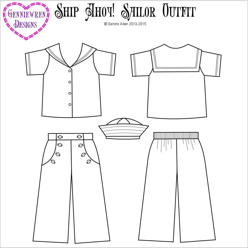 Pixie Faire Genniewren Designs Ship Ahoy Sailor Outfit Doll | Etsy