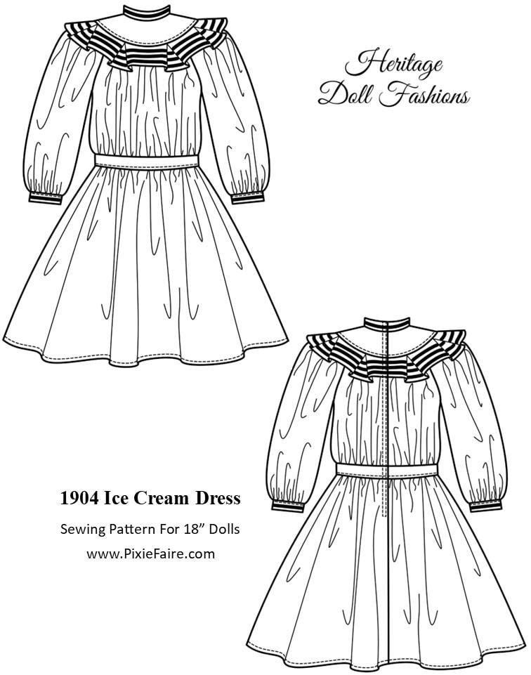 slim fit dress slacks 1930's Gathered Dress 18 inch Doll Clothes Pattern PDF Download main image 1