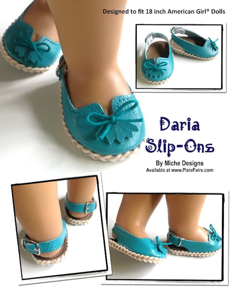 Daria Slip-Ons 18 pouces Doll Clothes Shoe Pattern Fits Dolls such as American Girl® Miche Designs PDF Pixie Faire image 2