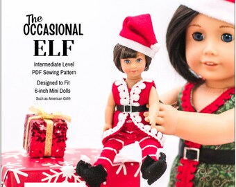 The Occasional Elf 6 Inch Mini Doll Clothes Pattern - Karen Lorraine Design - PDF - Pixie Faire