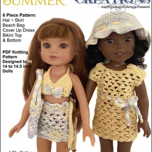 Seaside Summer 14-14.5 inch Doll Clothes Knitting Pattern Fits Dolls such as H4H and WellieWishers™ - Marinda Creations - PDF - Pixie Faire