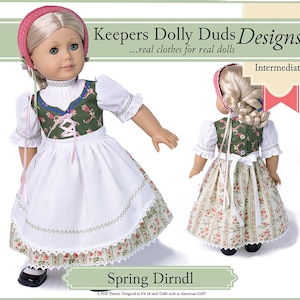 Spring Dirndl German Style 18 inch Doll Clothes Pattern Fits Dolls such as American Girl® - Keepers Dolly Duds - PDF - Pixie Faire